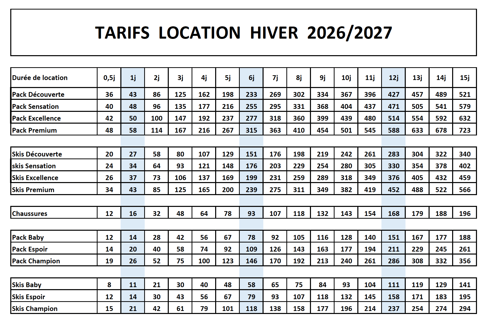 HORS LIMITE TARIFS 2627